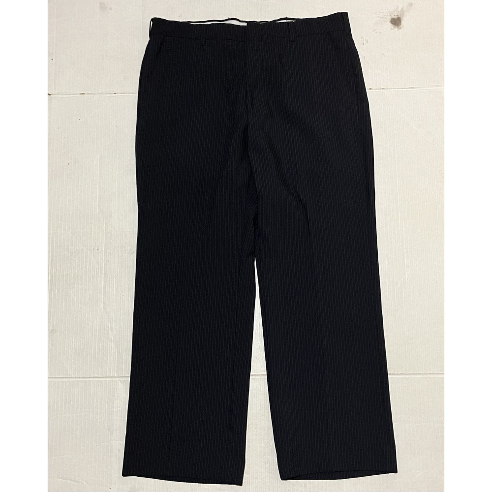 VTG Tailored Classics Levis Strauss Mens 34 X 27 Black Dress Slacks Pants Stripe